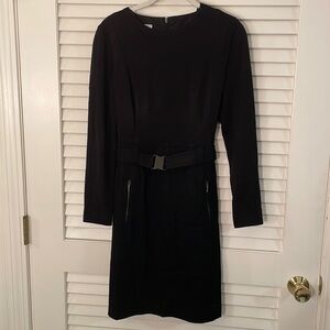 Akris Punto Belted Structured Long Sleeve Belted Wool Dress Stunning